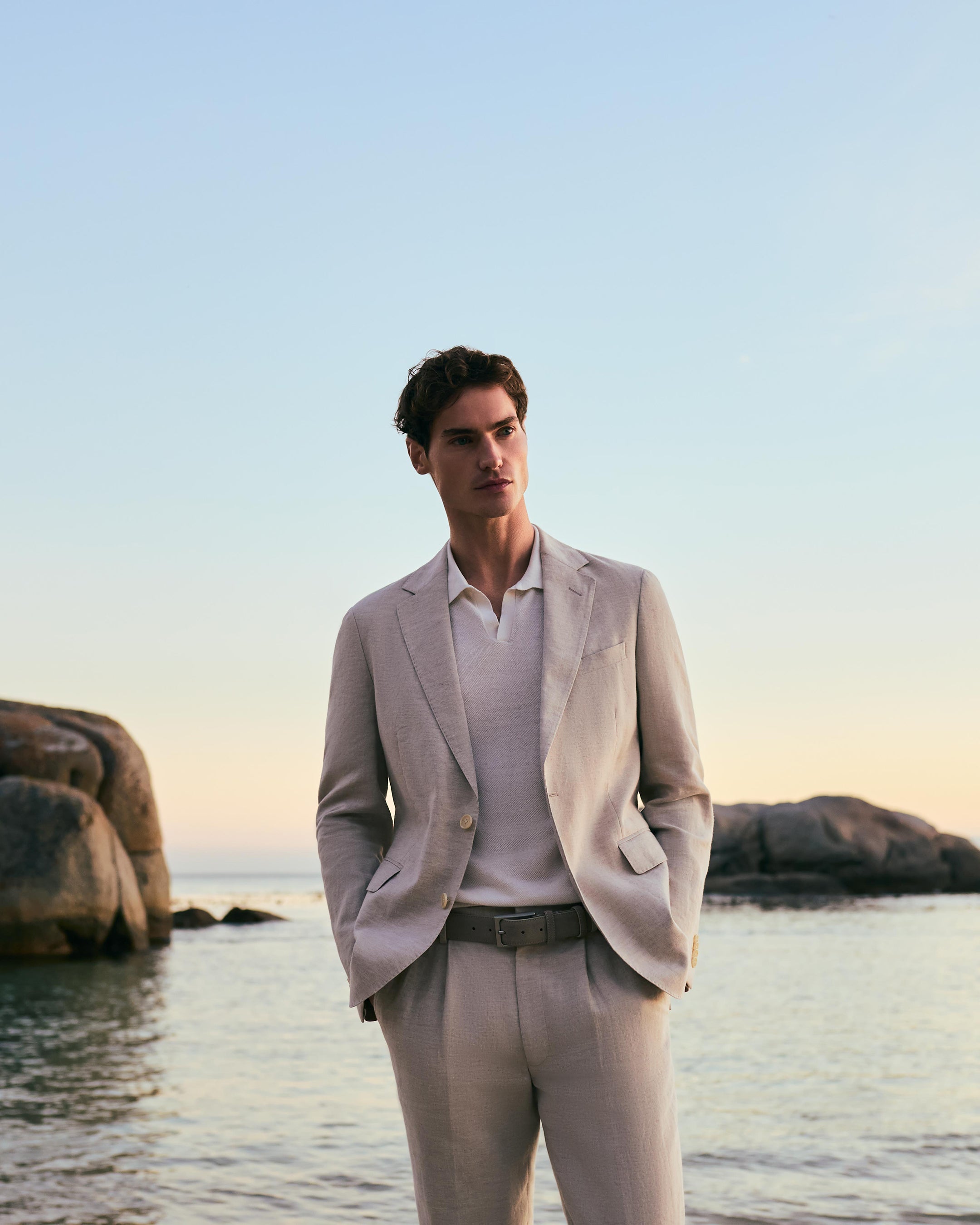 Men's Linen Jacket Sand Brown | N.Peal