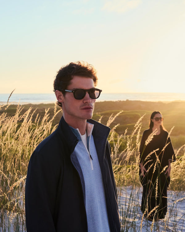 N.Peal Men's Reversible Blouson Jacket Mid Blue