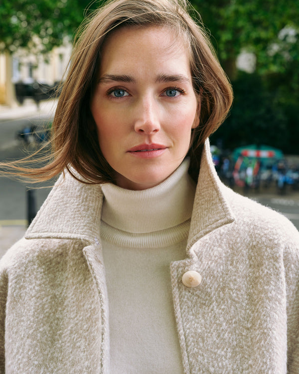 Women's Herringbone Jacket With Rex Fur Collar 8