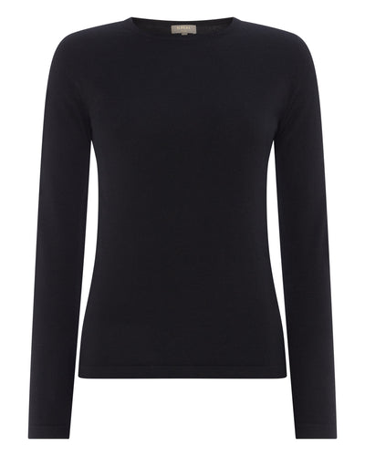 N.Peal Women's Eden Superfine Cashmere Round Neck Top Black