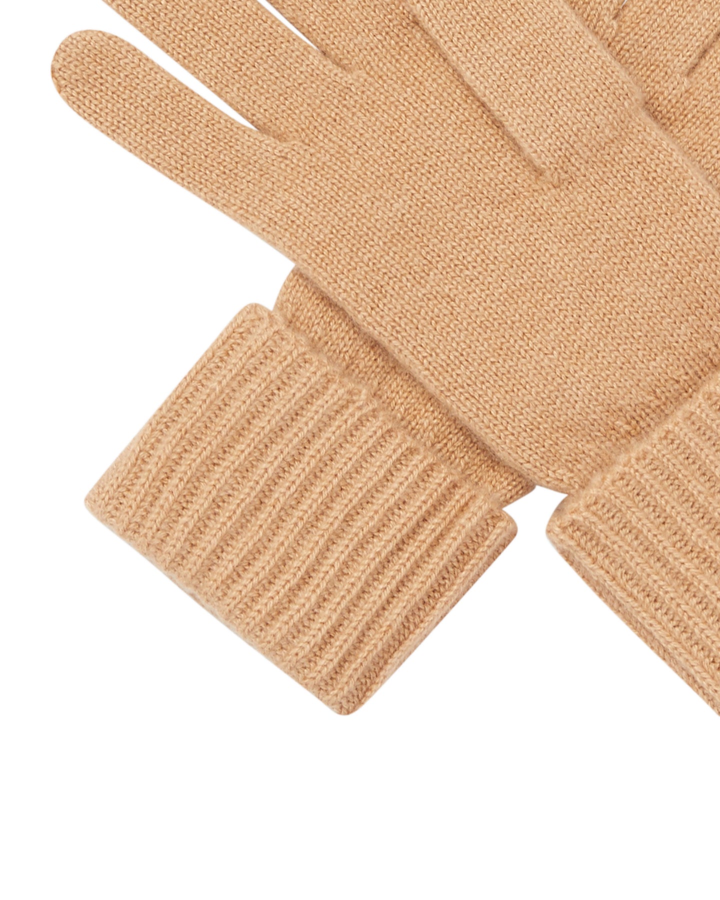 N.Peal Women's Ribbed Cashmere Gloves Camel Brown