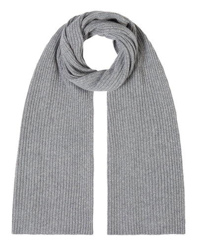 N.Peal Unisex Short Ribbed Cashmere Scarf Flannel Grey