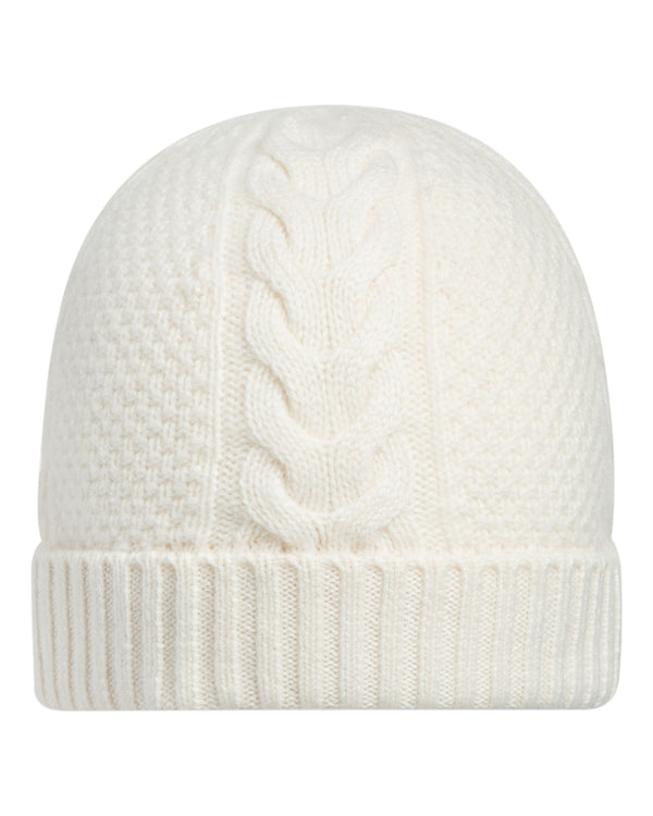 N.Peal Women's Cable Cashmere Hat New Ivory White