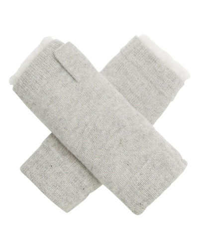 N.Peal Unisex Fur Lined Fingerless Cashmere Gloves Fumo Grey