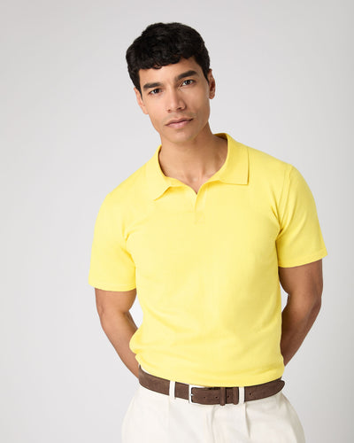 N.Peal Men's Polo Cotton Cashmere T-Shirt Sunshine Yellow