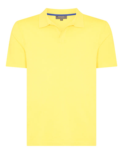 N.Peal Men's Polo Cotton Cashmere T-Shirt Sunshine Yellow