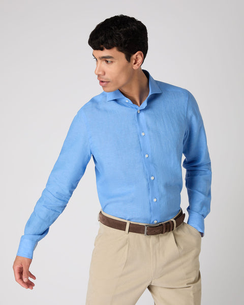 Men's Linen Shirt Blue | N.Peal