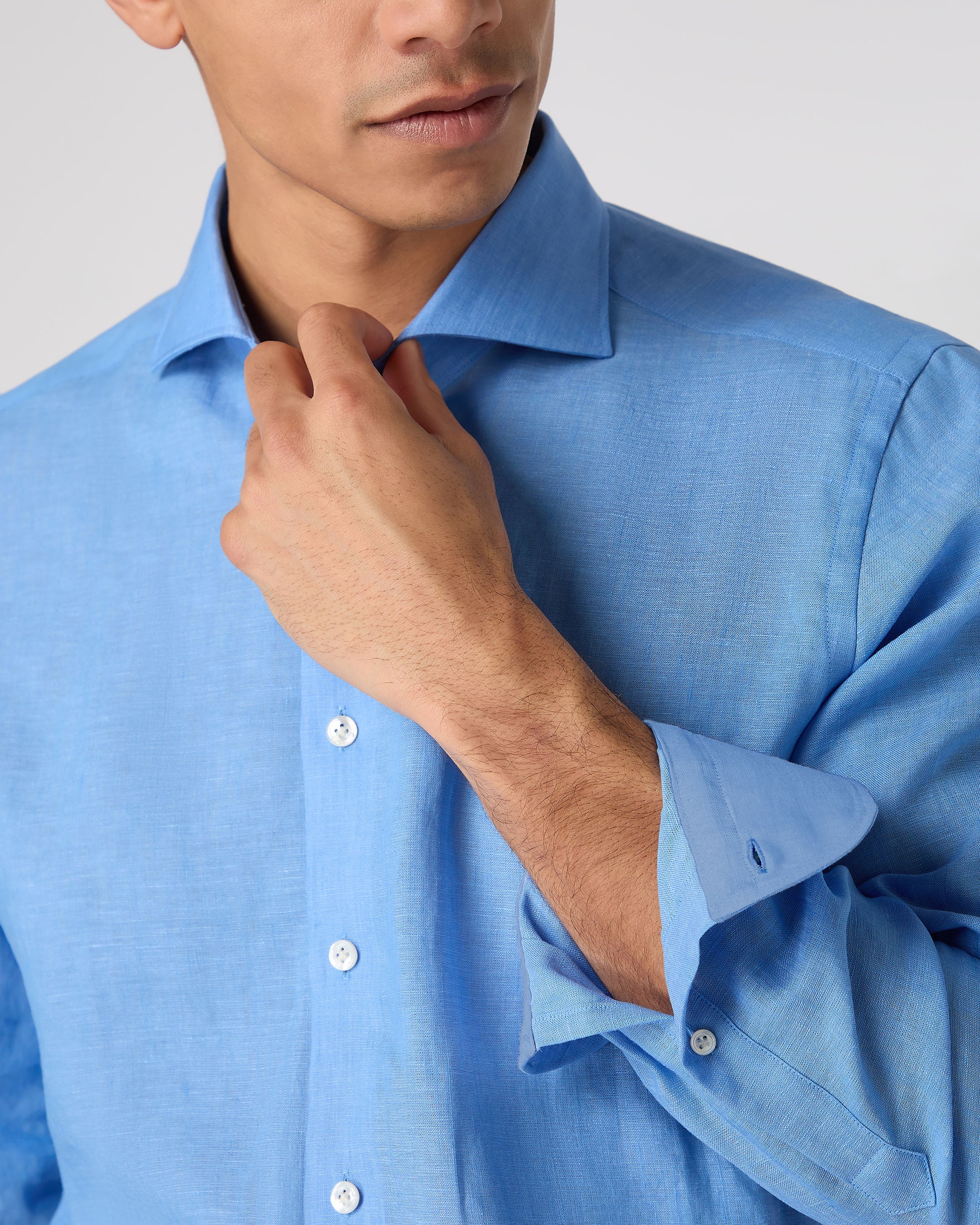 Men's Linen Shirt Blue | N.Peal Men's Linen Shirt Blue | N.Peal