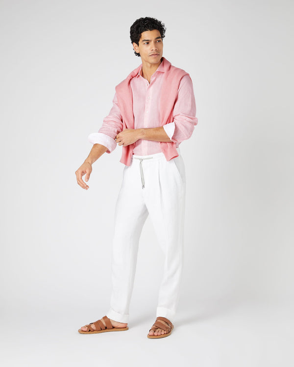 N.Peal Men's Cannes Linen Shirt Pink