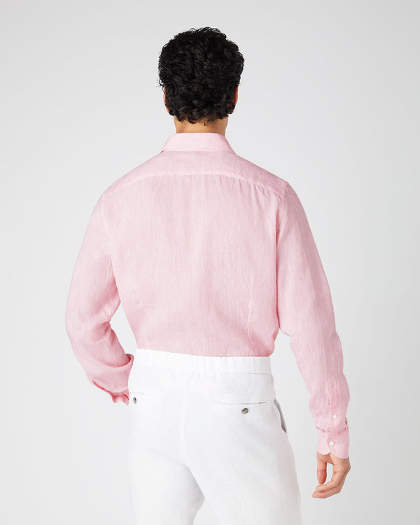 N.Peal Men's Cannes Linen Shirt Pink