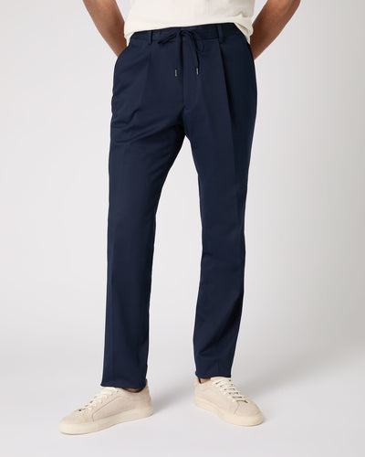 Men's Sorrento Cotton Cashmere Drawstring Pants Navy Blue