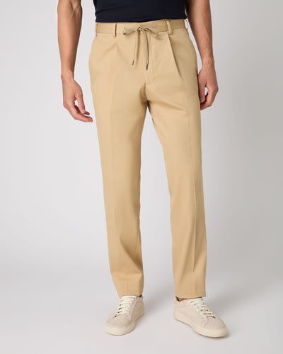 Men's Sorrento Cotton Cashmere Drawstring Pants Sand Brown