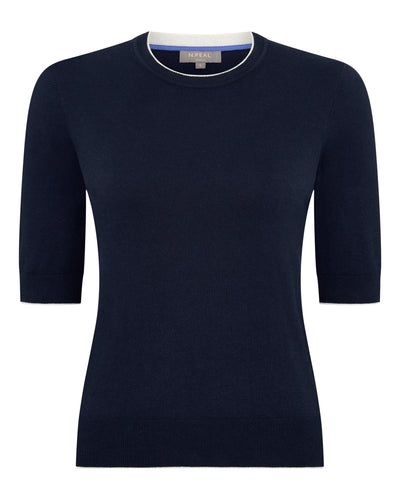 N.Peal Women's Cotton Cashmere T-Shirt Navy Blue