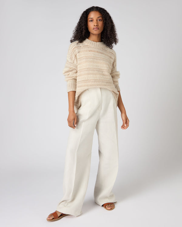 Women's Multi Stitch Sweater Beige Brown