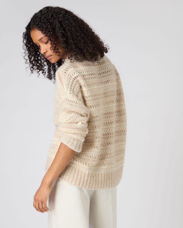 Women's Multi Stitch Sweater Beige Brown