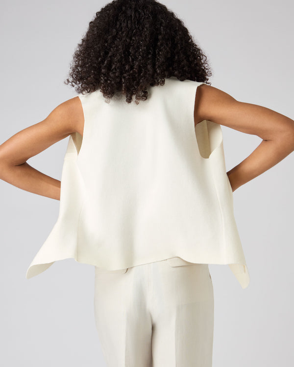 Women's Mila Cotton Cashmere Silk Waistcoat New Ivory White