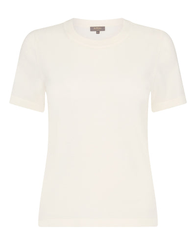 N.Peal Women's Lottie Cashmere T-Shirt New Ivory White
