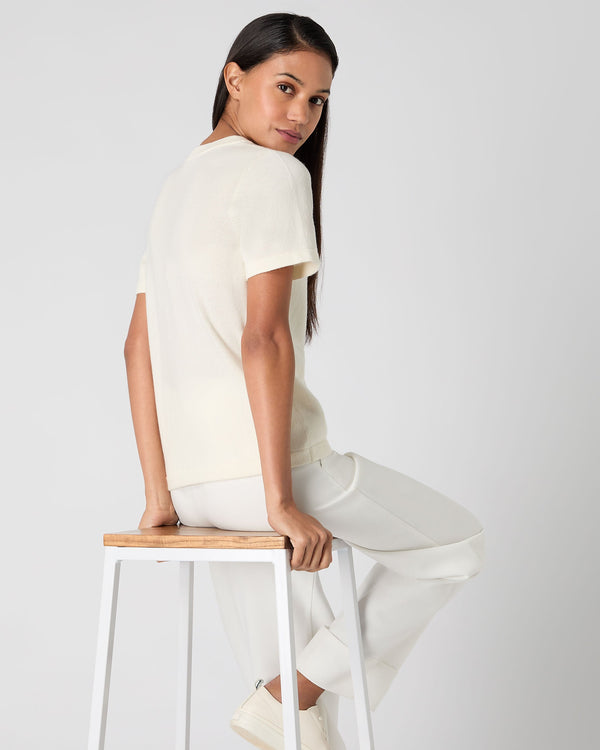 N.Peal Women's Lottie Cashmere T-Shirt New Ivory White