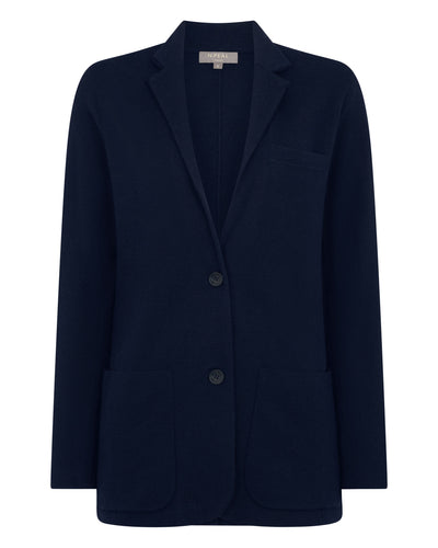 N.Peal Women's Superfine Cashmere Silk Blazer Navy Blue