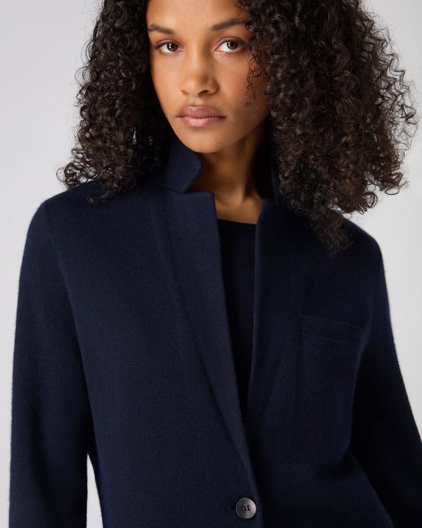 N.Peal Women's Superfine Cashmere Silk Blazer Navy Blue