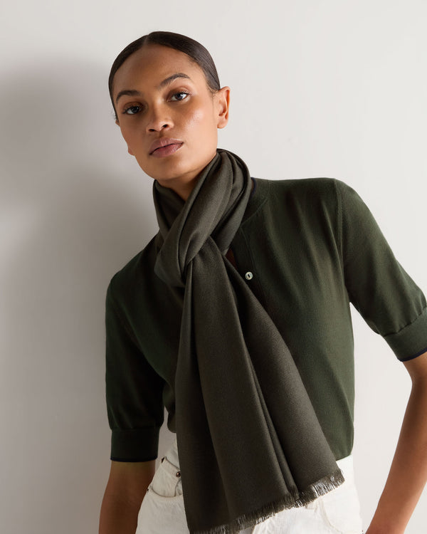 N.Peal Women's Pashmina Cashmere Stole Arabica Khaki Green