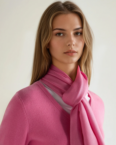 N.Peal Women's Pashmina Cashmere Stole Camellia Pink
