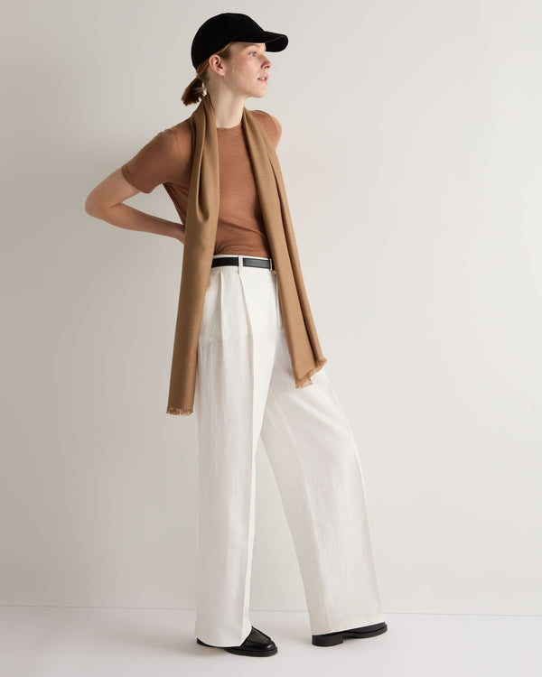 N.Peal Women's Pashmina Cashmere Stole Dark Tan Brown