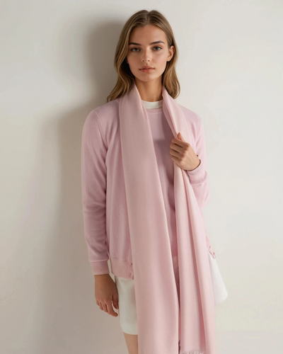 N.Peal Women's Pashmina Cashmere Shawl Blossom Pink