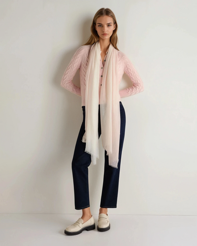 N.Peal Women's Dip Dye Cashmere Scarf Blossom Pink