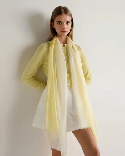 N.Peal Women's Dip Dye Cashmere Scarf Granita Yellow