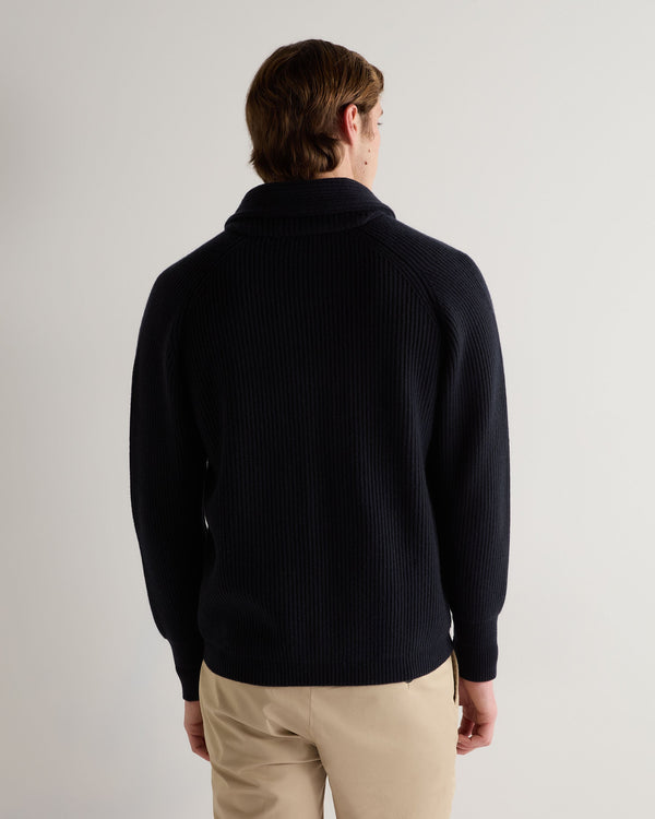 N.Peal Men's Kensington Cashmere Cardigan Navy Blue