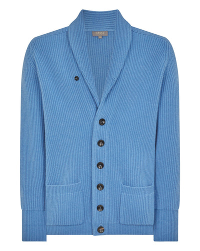 N.Peal Men's Kensington Cashmere Cardigan Provence Blue