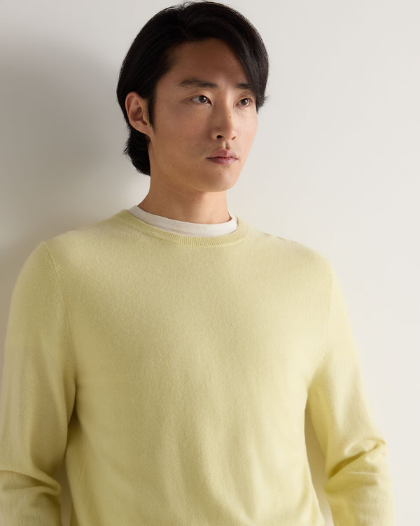 N.Peal Men's Oxford Round Neck Cashmere Jumper Granita Yellow