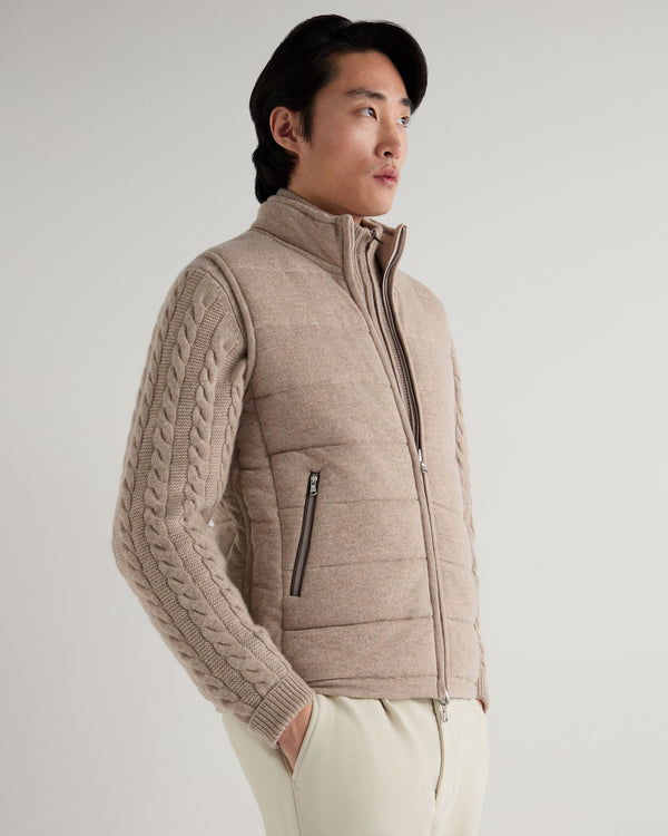 N.Peal Men's Mall Cashmere Gilet Oatmeal Brown