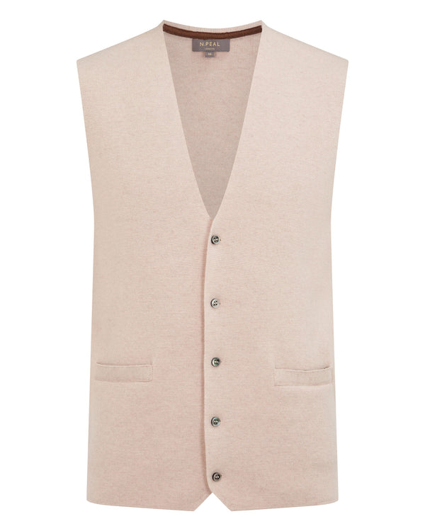 N.Peal Men's Chelsea Cashmere Waistcoat Ecru White