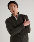 Men's Carnaby Half Zip Cashmere Sweater Arabica Khaki Green