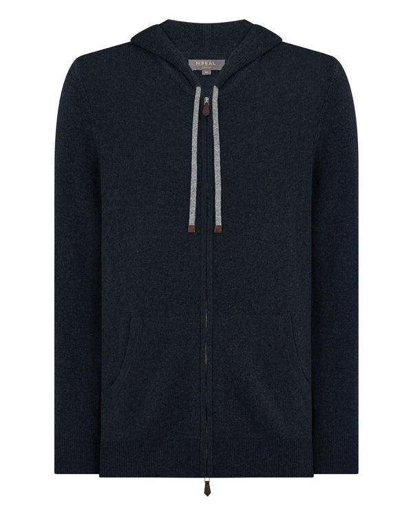 N.Peal Men's Ladbroke Cashmere Hoodie Indigo Blue