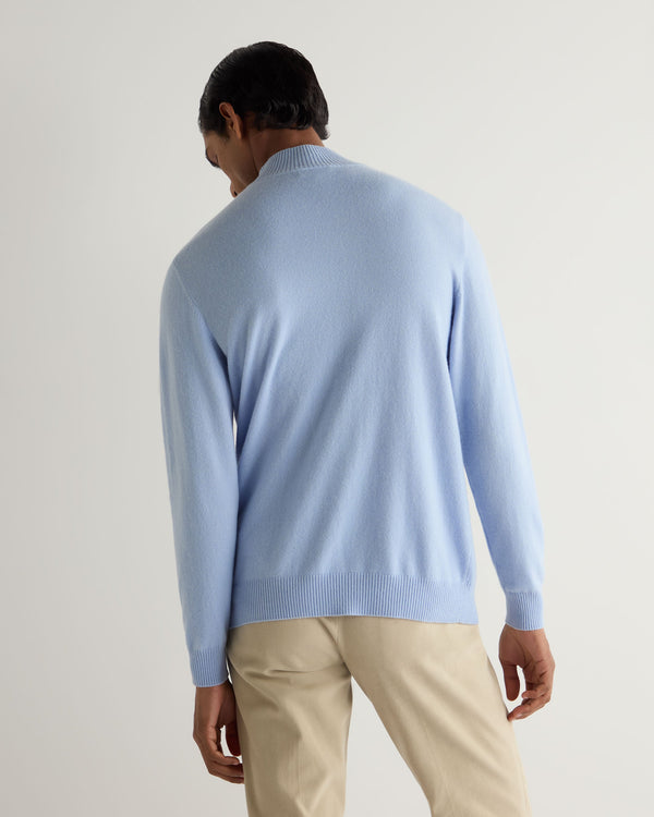 N.Peal Men's Mayfair Turtle Neck Cashmere Jumper Sea Mist Blue