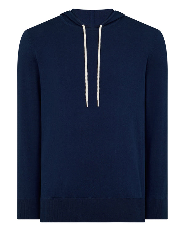 N.Peal Men's Cotton Cashere Silk Hoodie French Blue