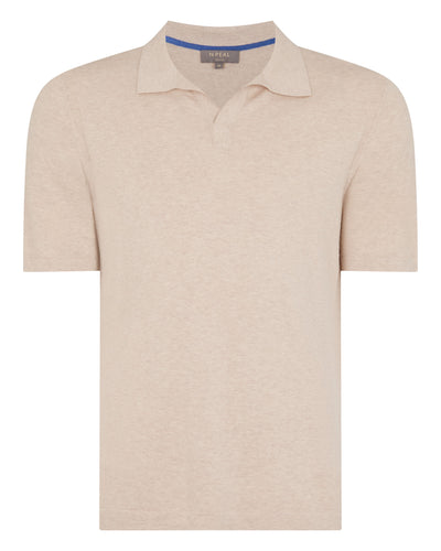 N.Peal Men's Polo Cotton Cashmere T-Shirt Sandstone Brown