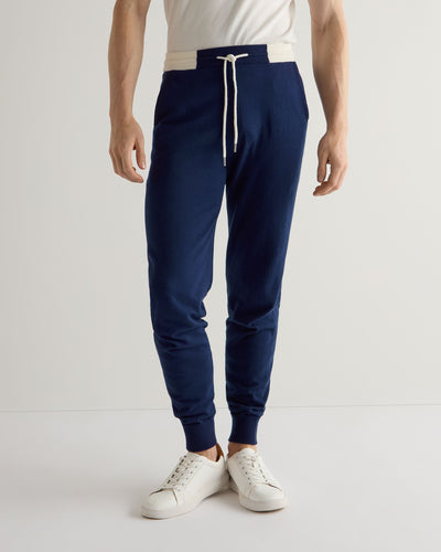 N.Peal Men's Cotton Cashmere Silk Jogger French Blue