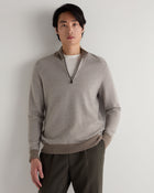 Men's Temple Jacquard Half Zip Cashmere Sweater Vintage Khaki Green