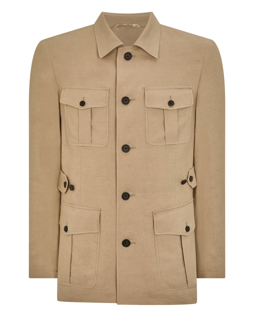Men's Linen Jacket Taupe Brown | N.Peal