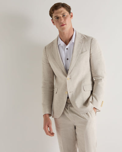 N.Peal Men's Amalfi Linen Jacket Sand Brown