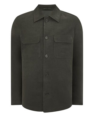 N.Peal Men's Scala Linen Overshirt Arabica Khaki Green