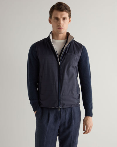 N.Peal Men's Reversible Weatherproof Gilet Navy Blue