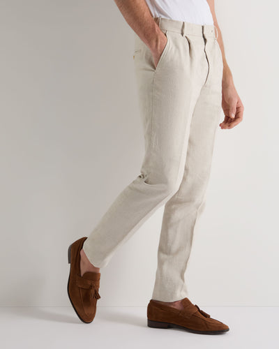 N.Peal Men's Atrani Linen Pant Sand Brown