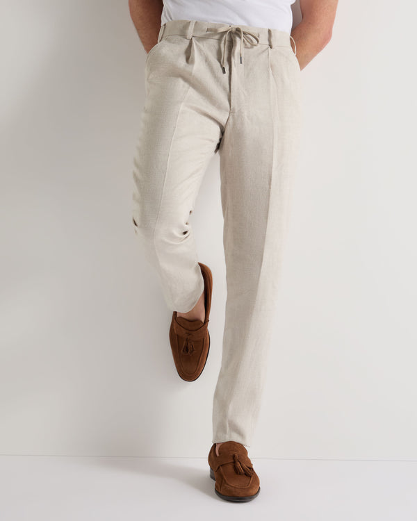 N.Peal Men's Atrani Linen Pant Sand Brown