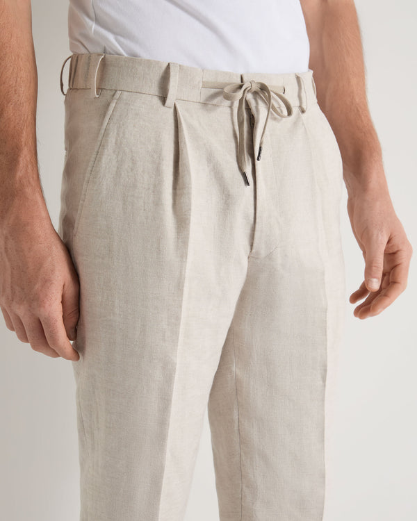 N.Peal Men's Atrani Linen Pant Sand Brown