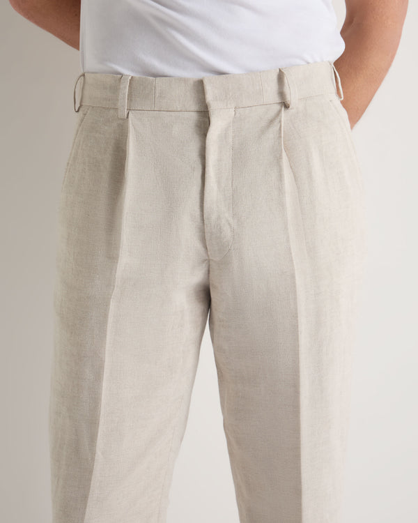 N.Peal Men's Atrani Linen Pant Sand Brown